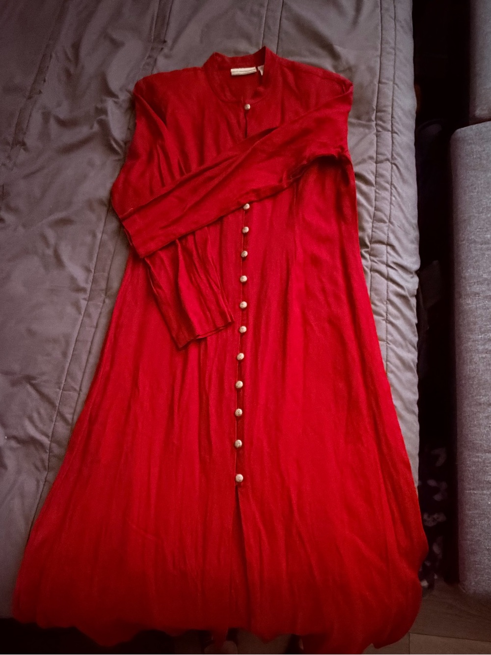 Classic Red Button-Front Women's Dress